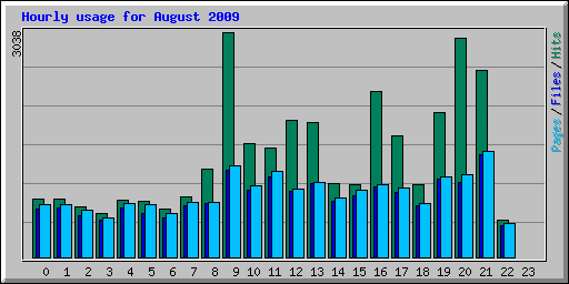 Hourly usage for August 2009